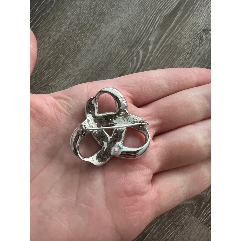 Unbranded Vintage Brooch Women OS Silver Rhinestone Baguette Knot Pin Accessory